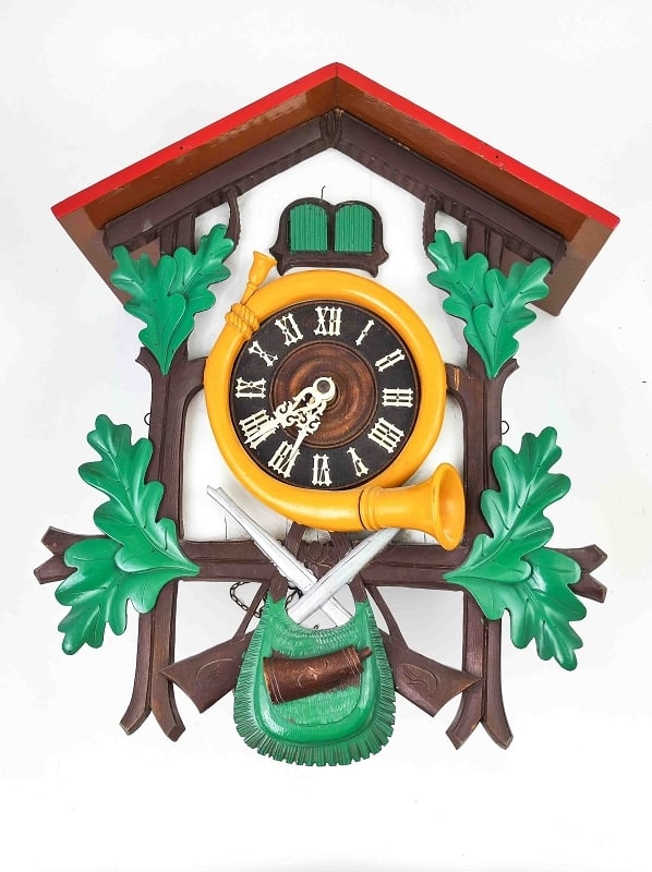 Große antike Kuckucksuhr Jagdmotiv (1 of 4)