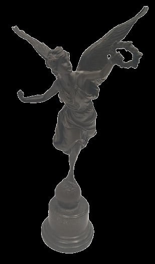 Franzözischer Bronze Engel E. Barrias: Orig. Bronzestatue "La Renomee", der antiken römischen Göttin Victoria von E. BARRIAS (Louis Ernest Barrias 1841-1905, L. Ernest Barrias signiert, Maße ca. 36 x 26 x 9cm, Gewicht ca. 2990g 