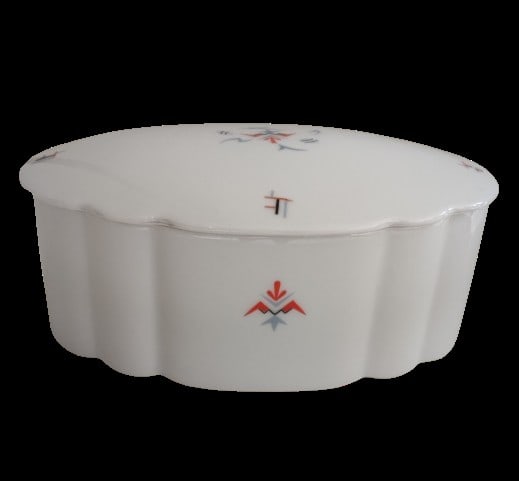 Art Deco Deckeldose: Art Deco Deckeldose, Bavaria Porzellan, Maße ca. 18,5 x 11,5 x 9cm, unbest. Interne Nummer A0171400530