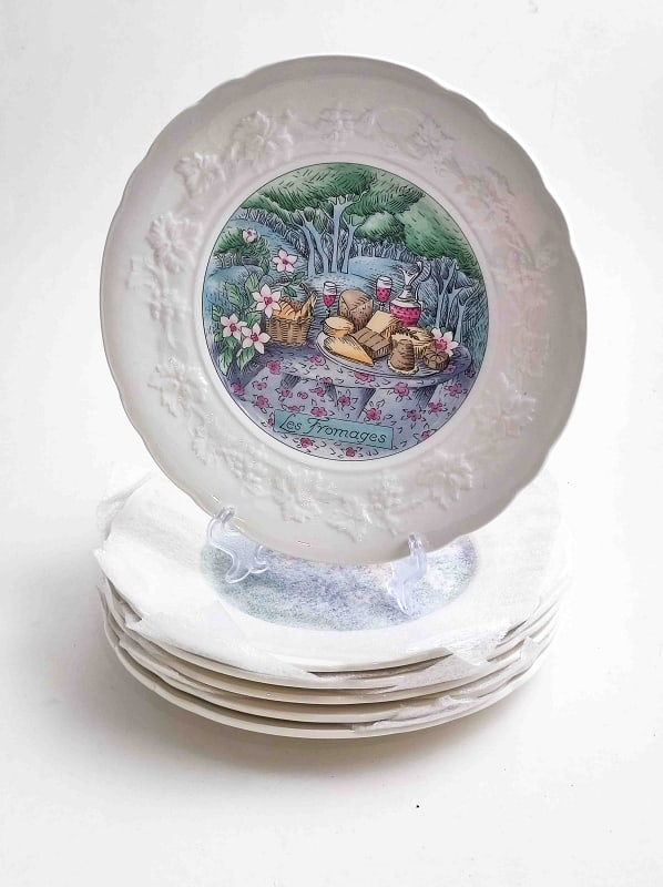 6 Stk. Gien Les Saveurs Porzellan Käseteller, (1 of 3)