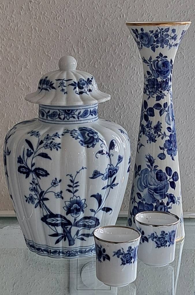 3-tlg. blau weiß Vasen Ensemble (1 of 1)