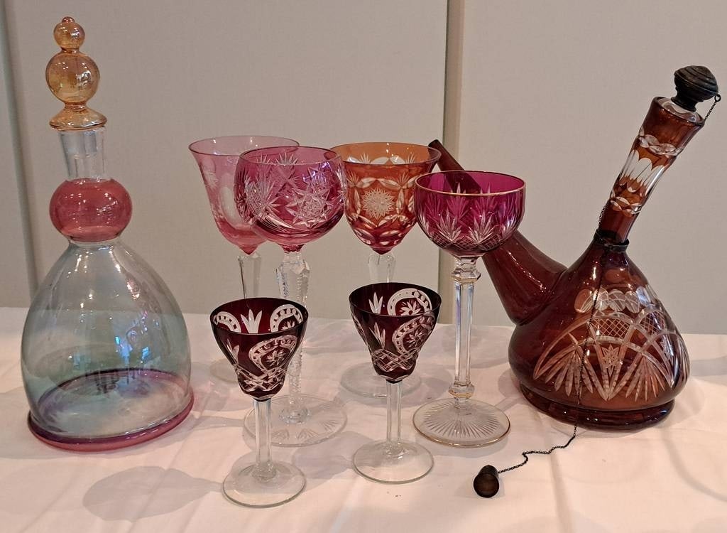 Konvolut Antik Buntglas: Konvolut antikes Buntglas, versch. Epochen, Manufakturen, Größen teilw. best., Sammlerstücke Interne Nr. A0171400403