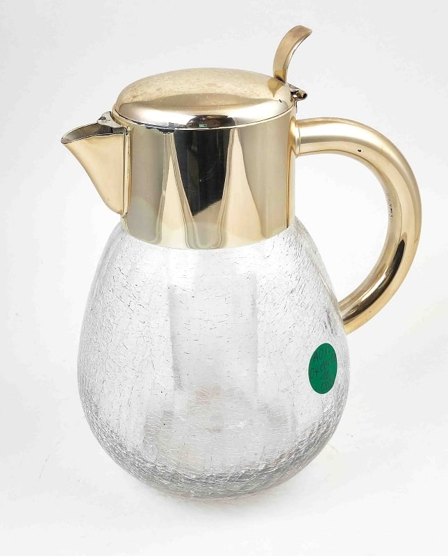 Karaffe Kalte Ente: Vintage Glas Karaffe, "Kalte Ente", unbest. mit orig. Einsatz, Deckel versilbert, Höhe ca. 27cm unbest. Interne Nr. A0170400000