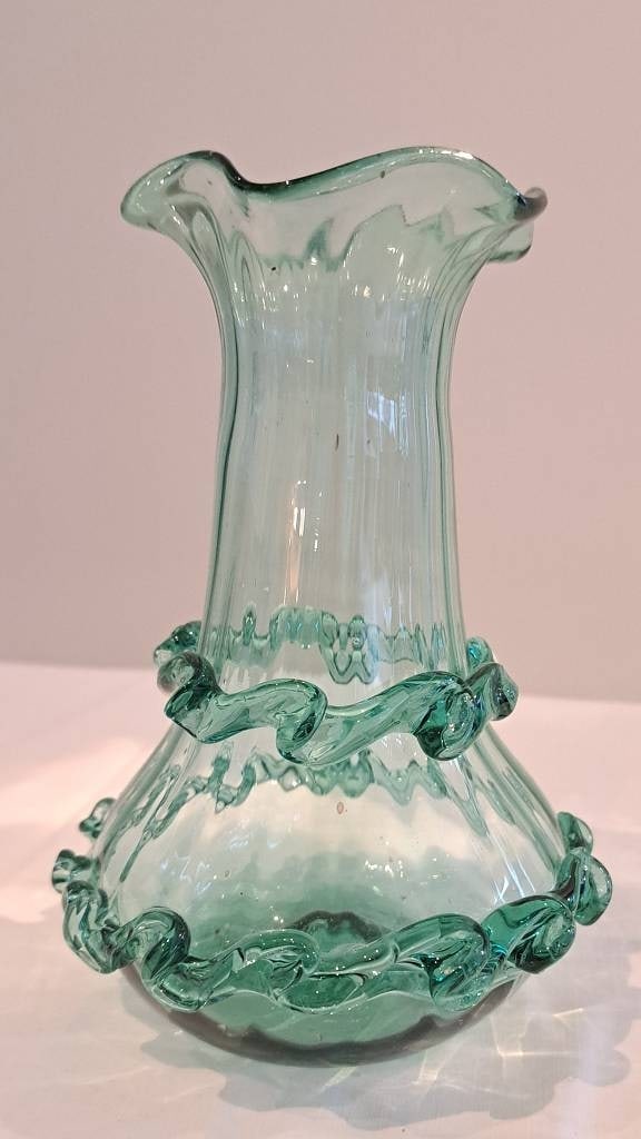 Antike Grünglas Abrissvase: Antike Grünglas Abrissvase, Murano?, Höhe ca. 16cm, unbest. Sammlerstück Interne Nr. A0171400406
