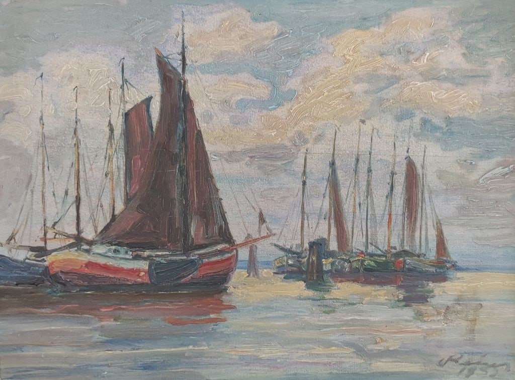 unbek. Künstler Ölgemälde Hafenszene (1 of 5)