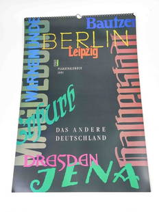 DSR Plakatkalender 1991 Berlin: DSR Plakatkalender 1991, "Berlin, das andere Deutschland", 13 ausgewählte Plakate aus dem Archiv der Deutschen Städte-Reklame GmbH, Maße Kalender ca. 60 x 40cm, extrem seltenes, sehr gut