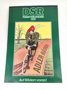 DSR Plakatkalender 1981 Fahrräder: DSR Plakatkalender 1981 "Auf Rädern voran", 13 ausgewählte Plakate (1896 - 1932) aus dem Archiv der Deutschen Städte-Reklame GmbH, Maße Kalender ca. 60 x 40cm, extrem seltenes, sehr gut