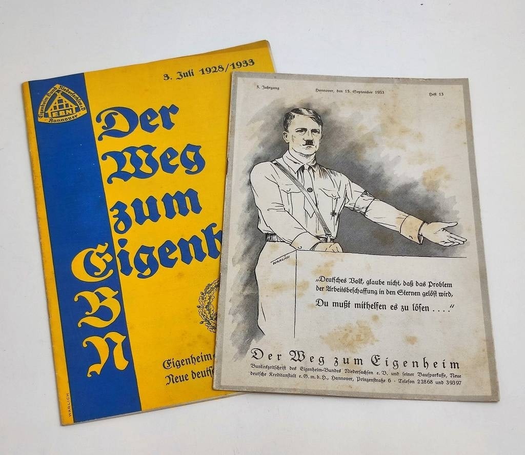 Seltene WKII Hefte "Der Weg zum Eigenheim": Seltene WKII Hefte "Der Weg zum Eigenheim" 1x Ausgabe vom 03. JUli 1928 - 133, 1x Ausgabe 15.11.1933, sehr seltene Sammlerstücke in altersbedingten guten Zustand Interne Nr. A0161100022