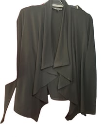 Black Karen Kane Slinky Jacket W/Ruffle Front