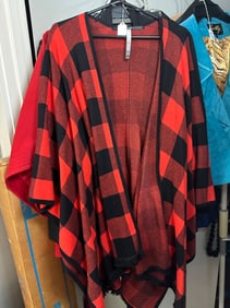 Red and Black Checkered Shawl