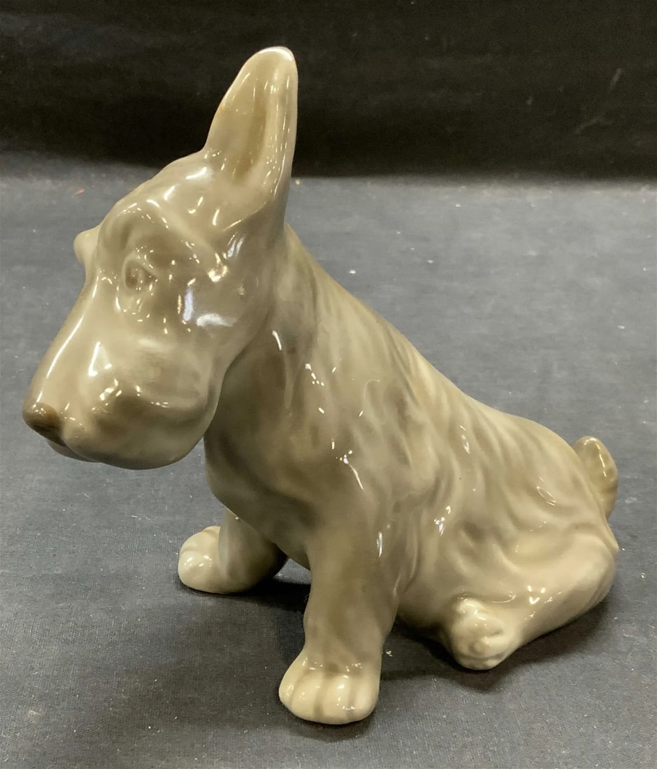 Vintage ceramic terrier dog figurine in gray (1 of 6)