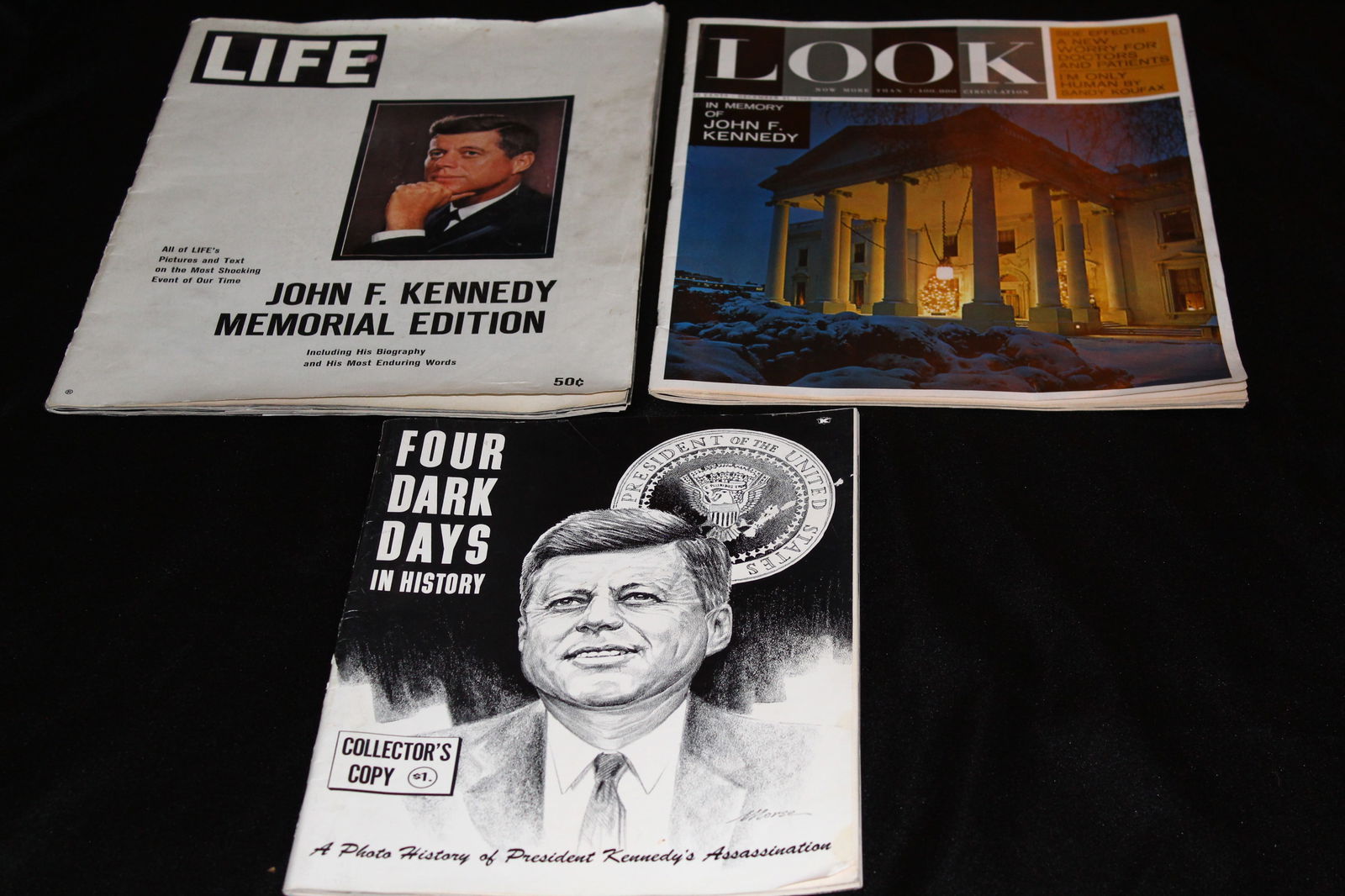 Lot of 3 John F. Kennedy Memorial Magazines: Look, Life, and Collector's Edition (1 of 7)