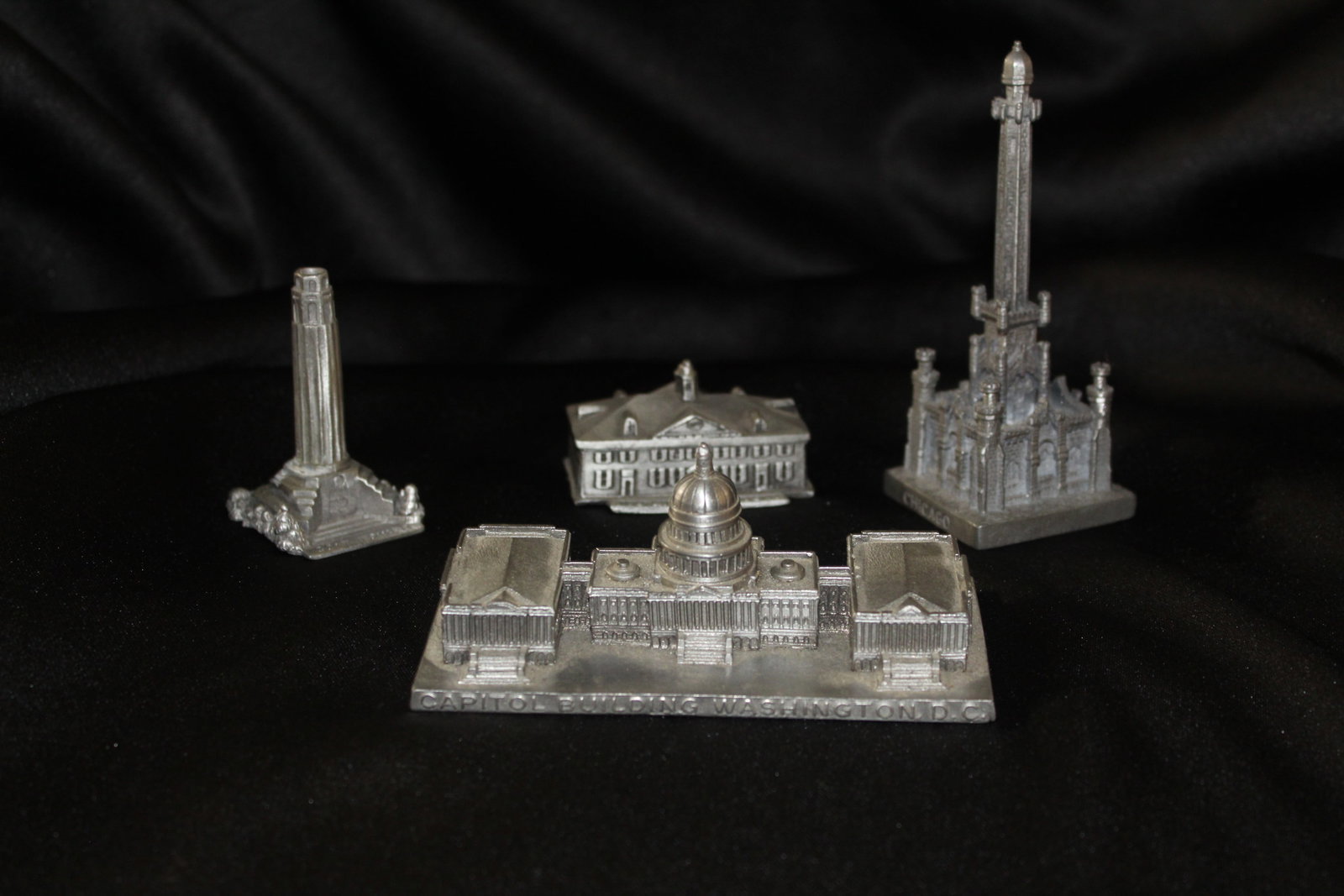 Lot of 4 Bates & Klinke Pewter Miniature Souvenir Buildings: Capitol Building, Mount Vernon, (1 of 10)