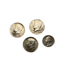 3 Kennedy Half Dollars 1964, 1965, 1967 One Quarter 1961: 3 Kennedy half dollars from 1964-1967 respectively and a quarter from 1961. All coins are in great condition and have been polished as best as is possible.
