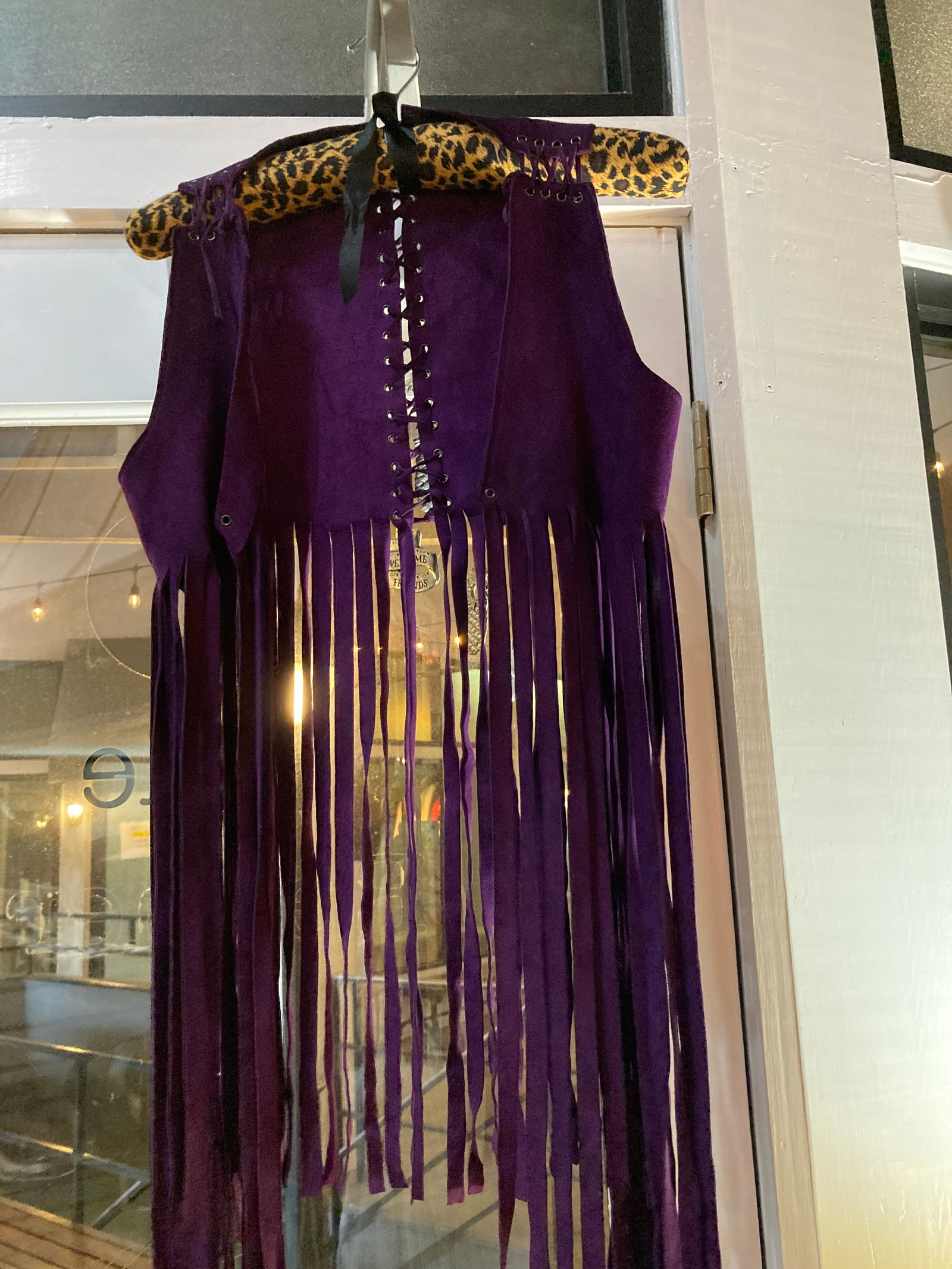 Purple Suede Fringe Vest (1 of 1)