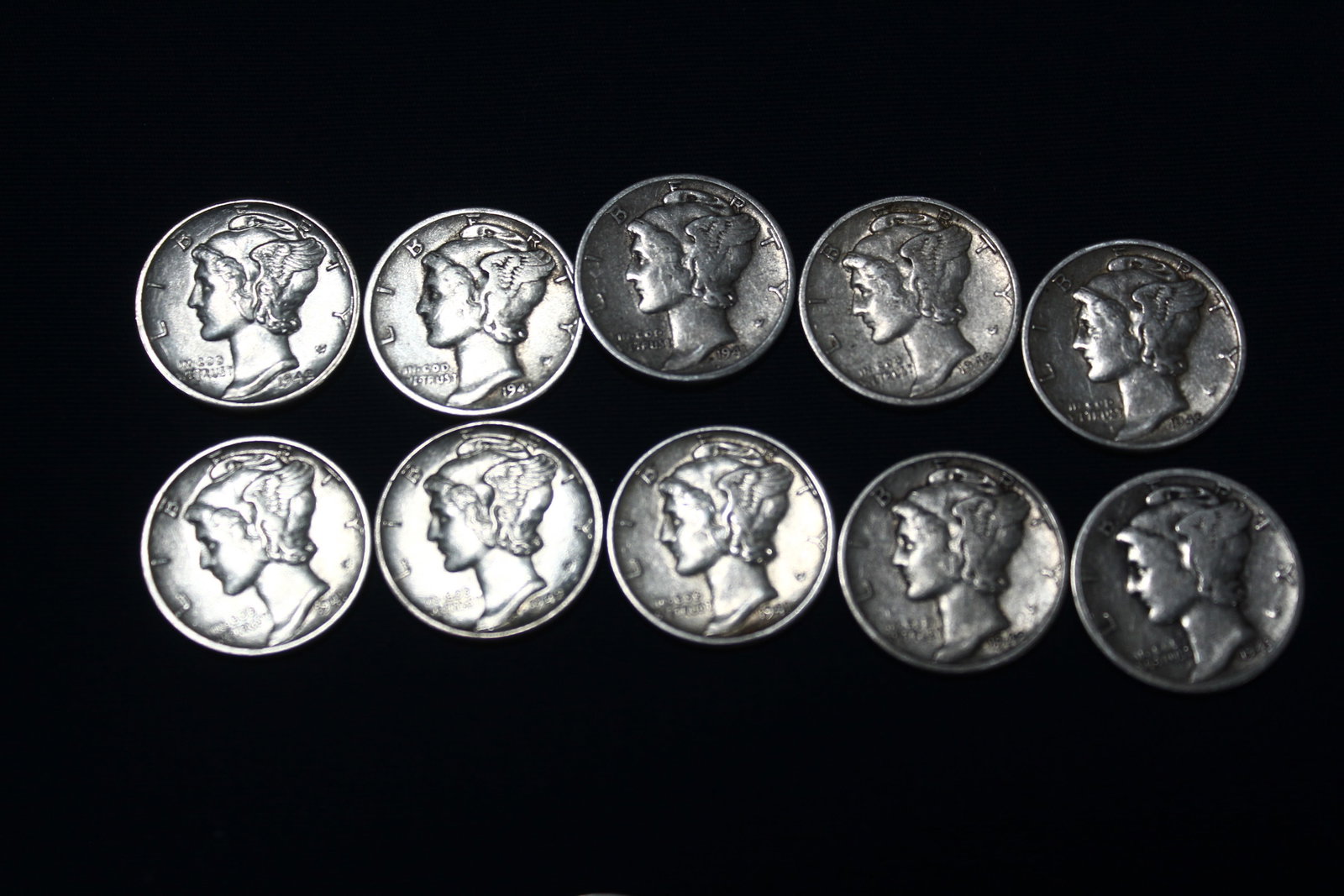 (10) 1941-1942 Mercury Dimes (1 of 1)