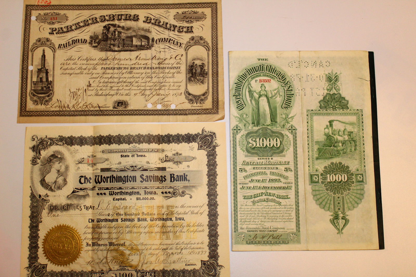 Early 1900's Bank and Railroad Shares, Bank Ephemera (1 of 10)