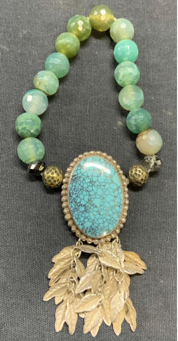 Blue and Green Toned Faceted Stone Bracelet (1 of 3)