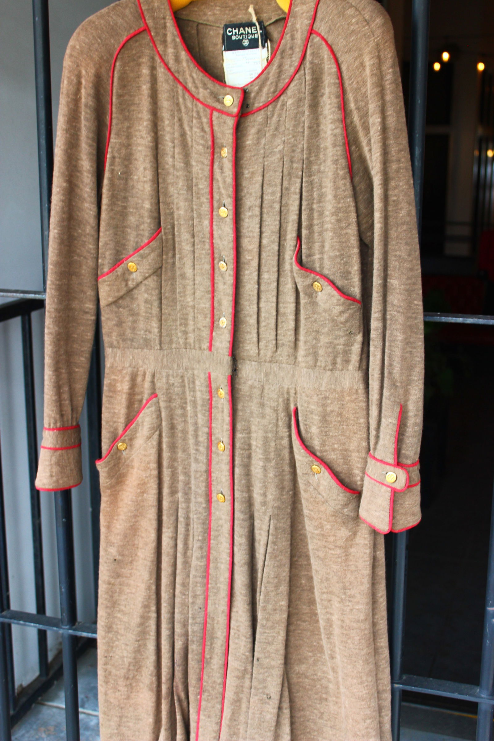 RARE VINTAGE Chanel Wool Button Front Dress SIZE 42 (1 of 6)