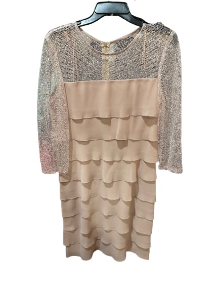 Alex Evenings Pink Ruffle Dress, SIZE 10: Alex Evenings pale pink multi-tiered ruffle dress with lace yolk, SIZE 10. In great condition.