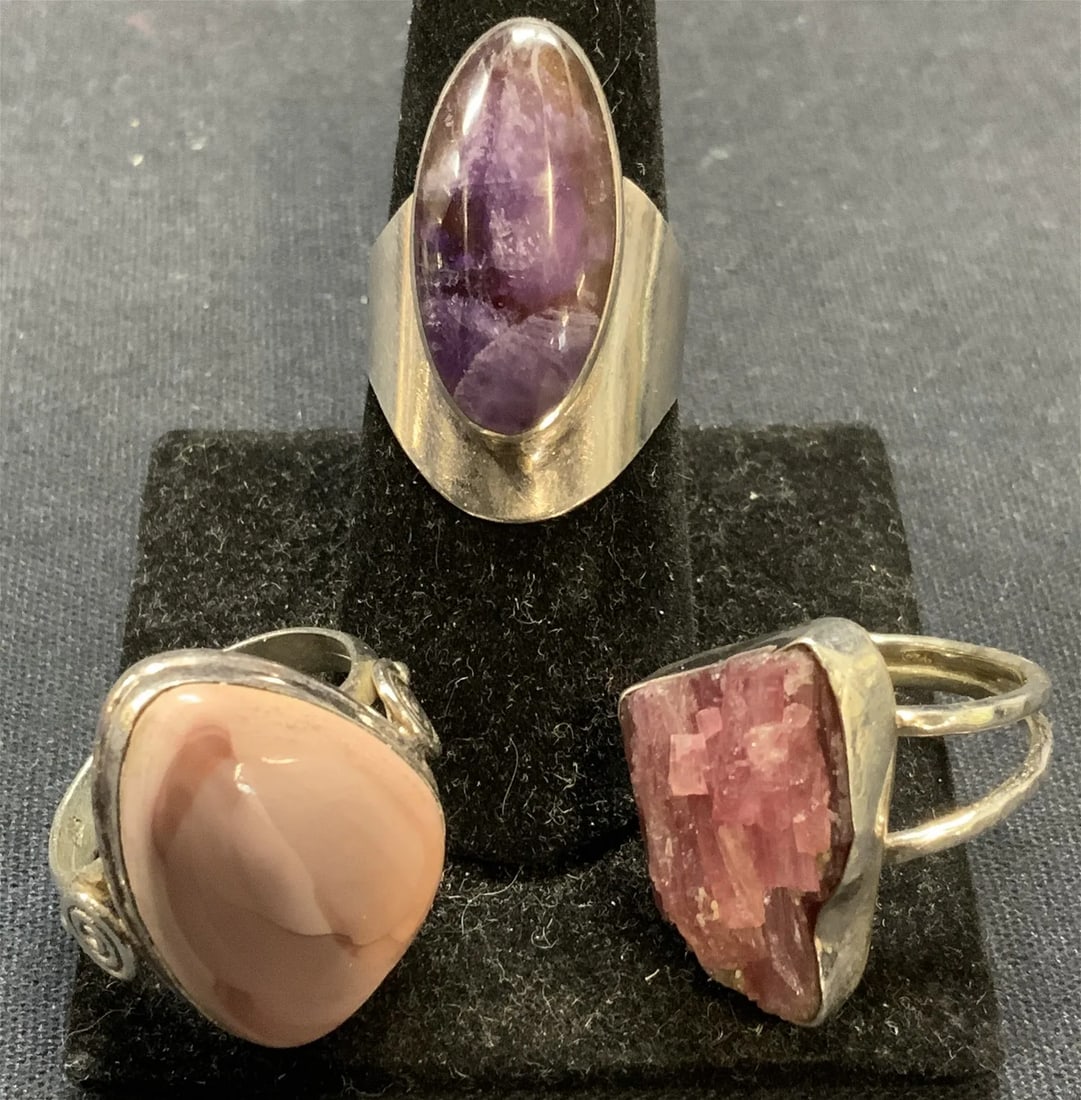 Lot of 3 BARSE Sterling Silver Amethyst Ring (1 of 4)