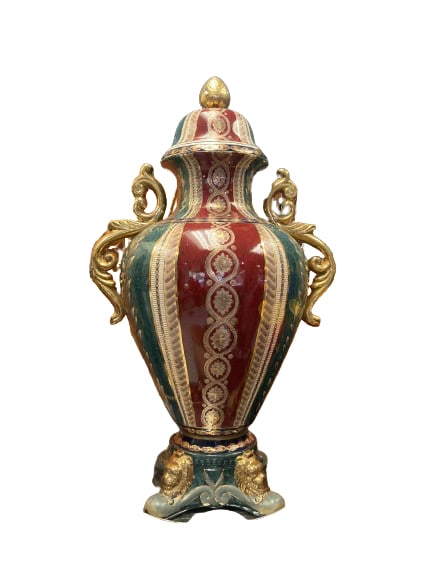 Striped Gilt Handled Large Urn (1 of 1)