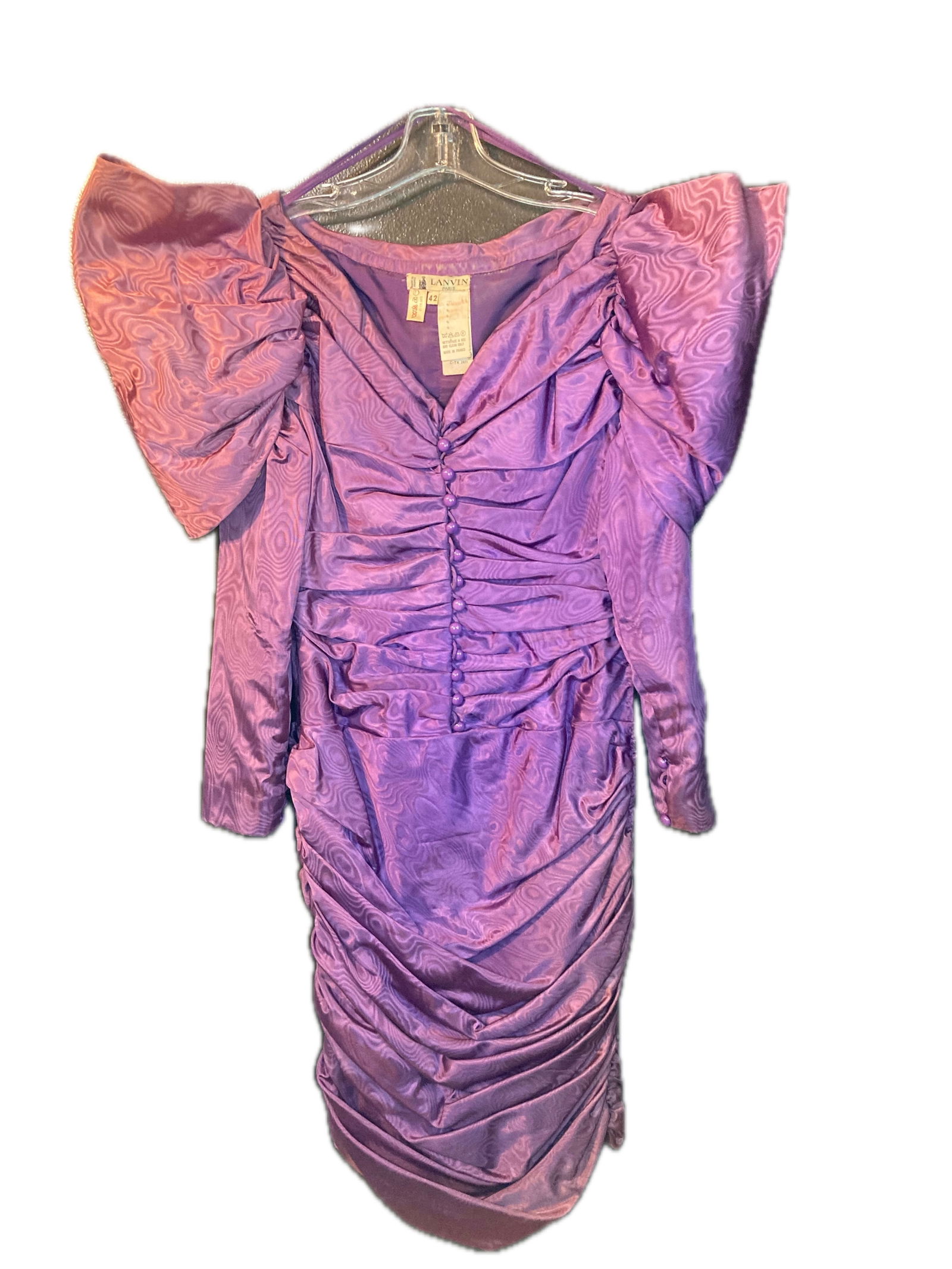 VINTAGE Lanvin Paris Purple Gigot Sleeve Dress SIZE 42 (1 of 1)
