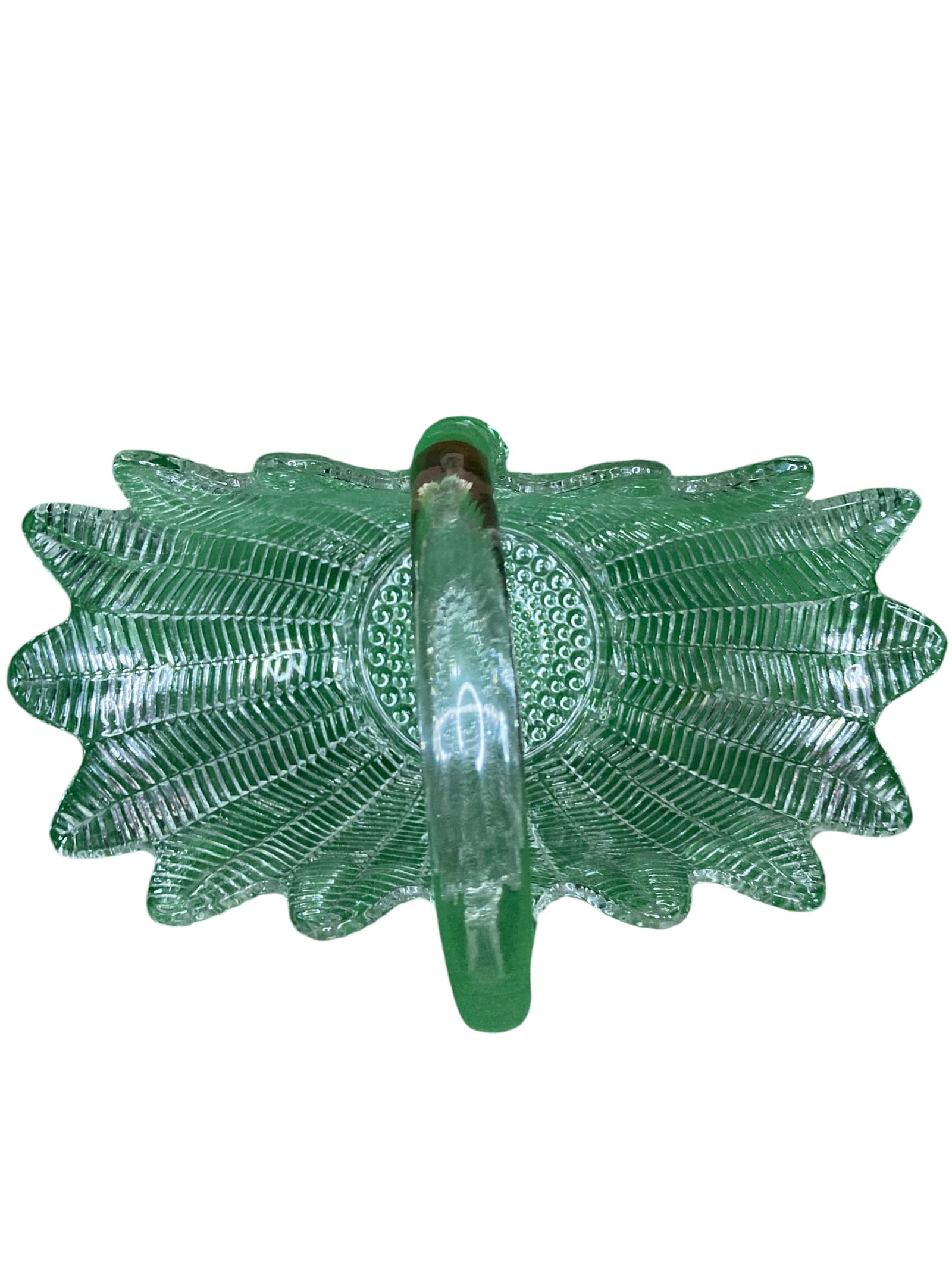 Vintage L.E Smith Large 11" x 14" Feather Pattern Crystal Basket (1 of 4)