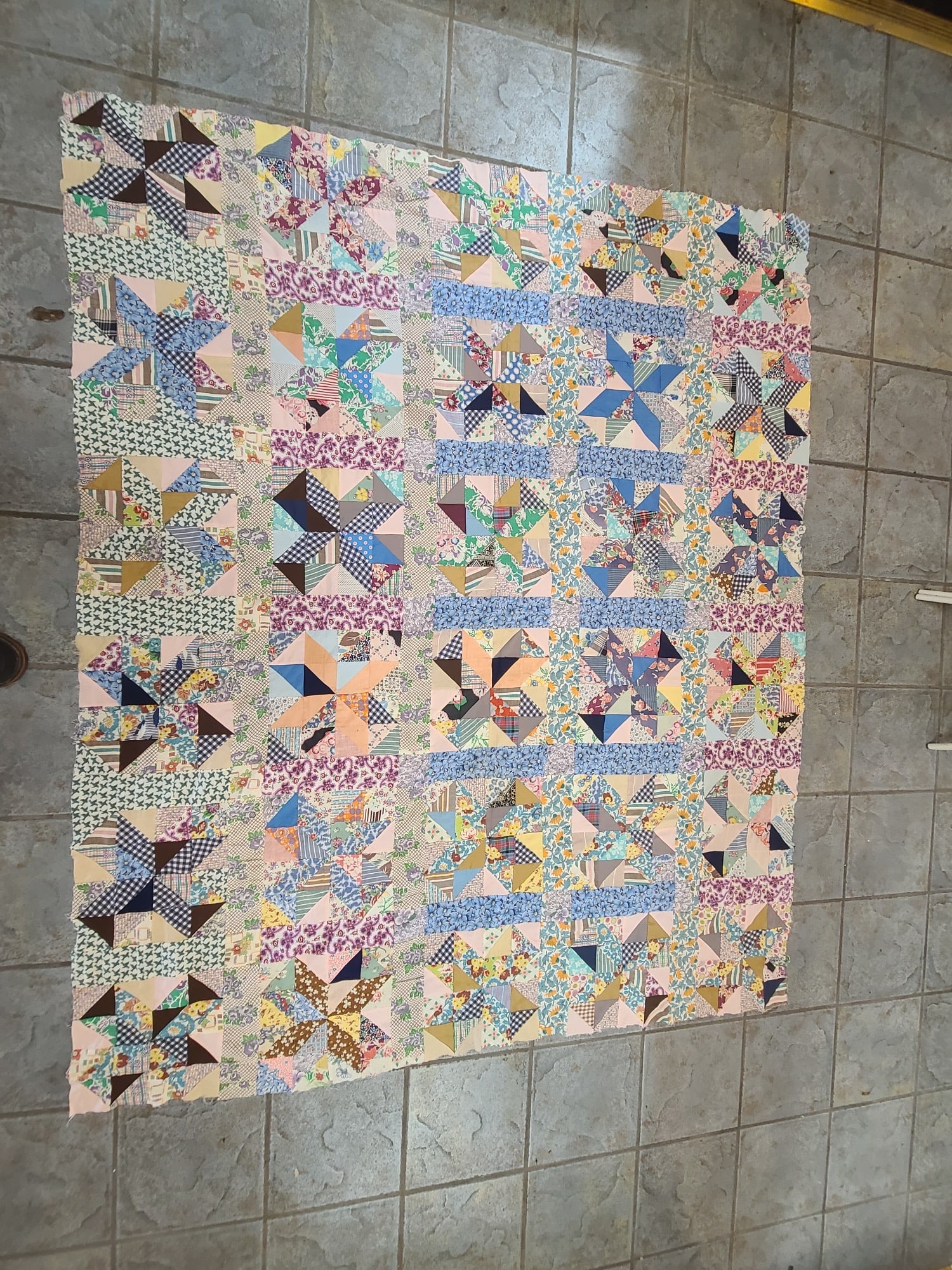 Antique Handmade Rustic Unfinished Quilt Top (1 of 1)
