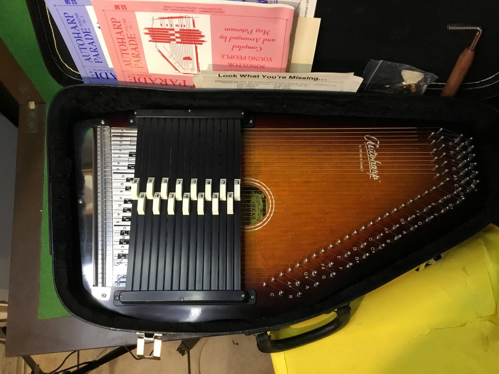 Oscar Schmidt 15 Chord 36 String Autoharp Os15b W/ Case And Sheet