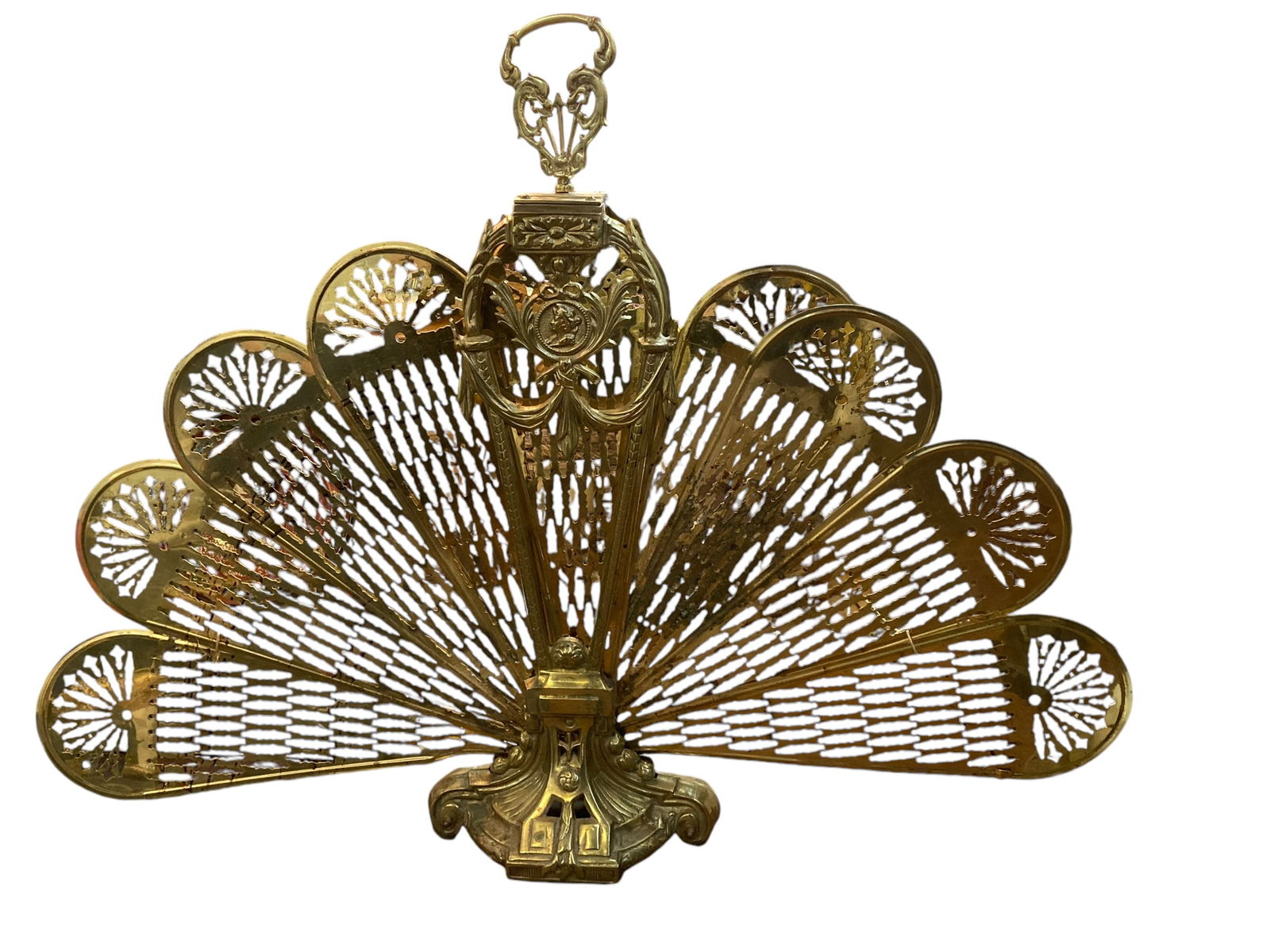 Vintage Brass Art Nouveau Peacock Fireplace Screen (1 of 6)