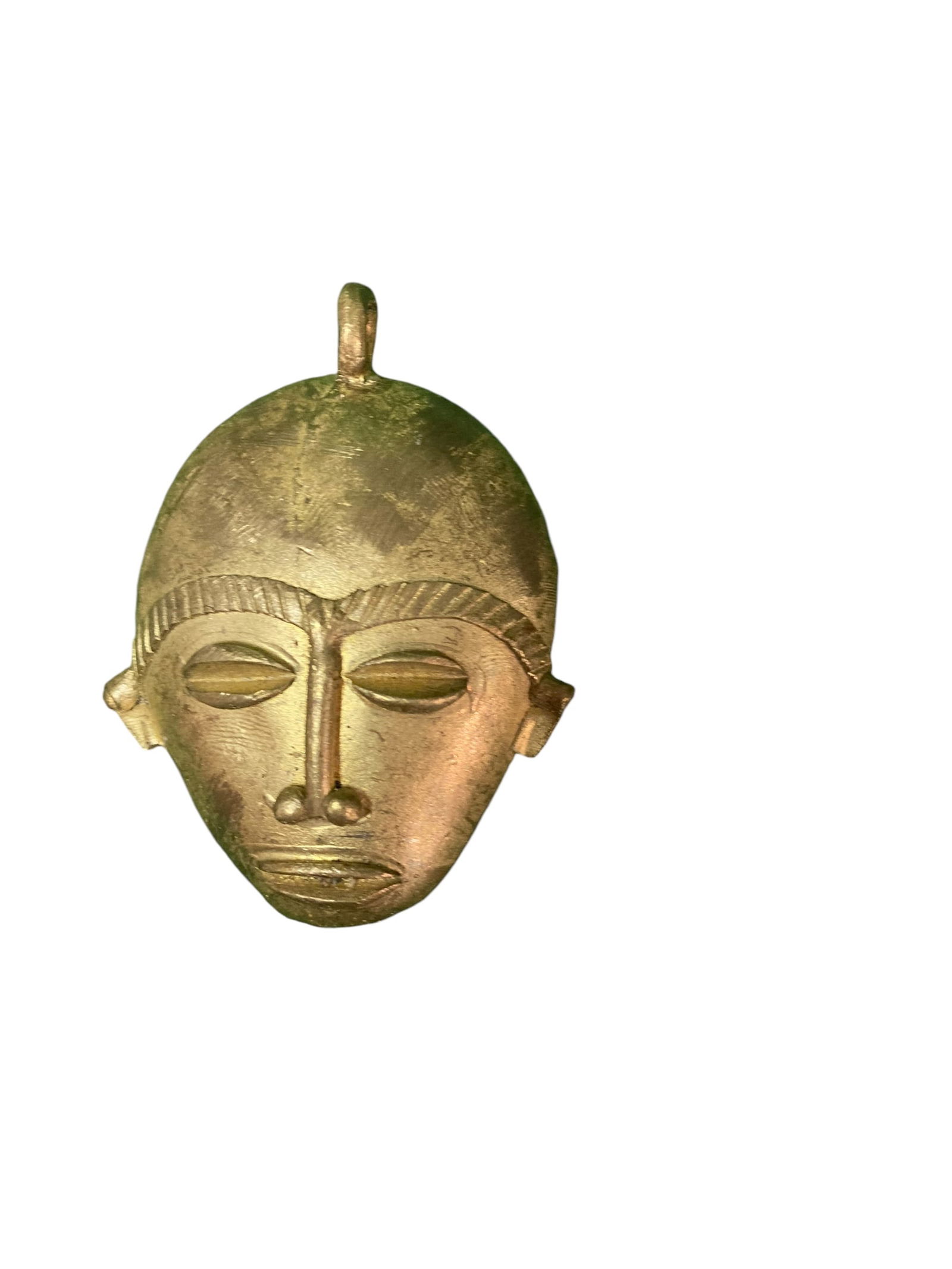 African Tribal Baule Passport Mask Pendant Bronze Mask 3.5' (1 of 3)