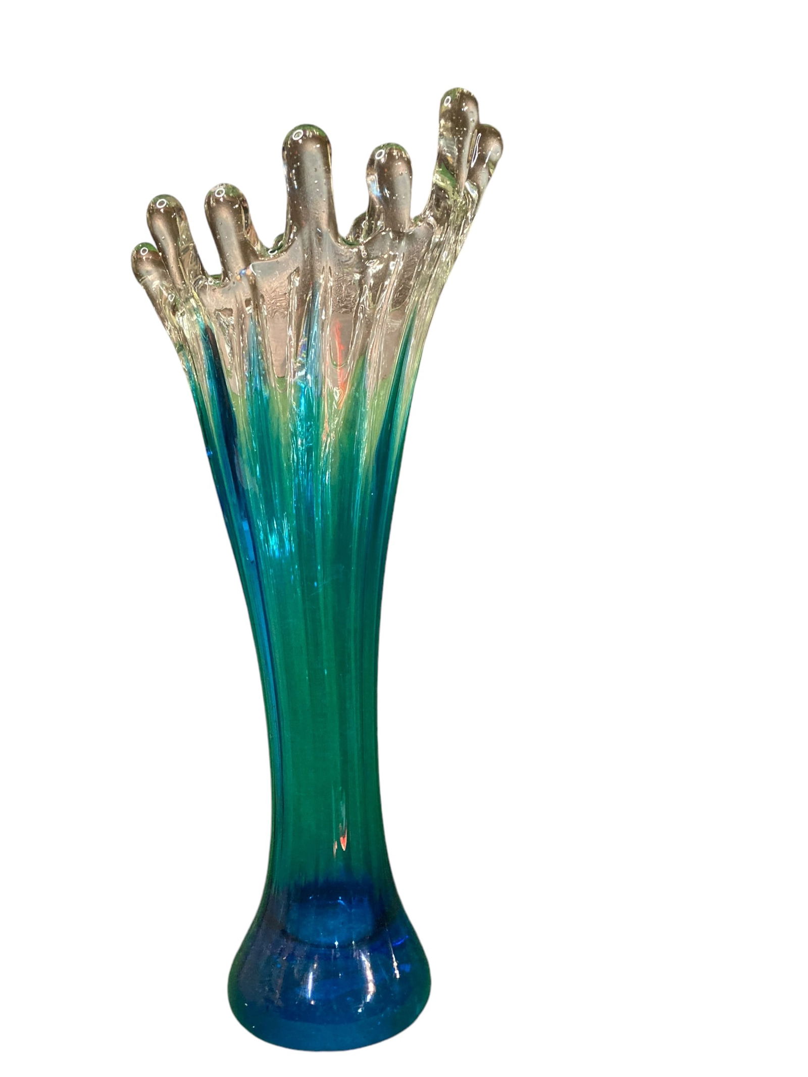1950's Blue Water Drop Art Glass Murano Style Vase (1 of 7)