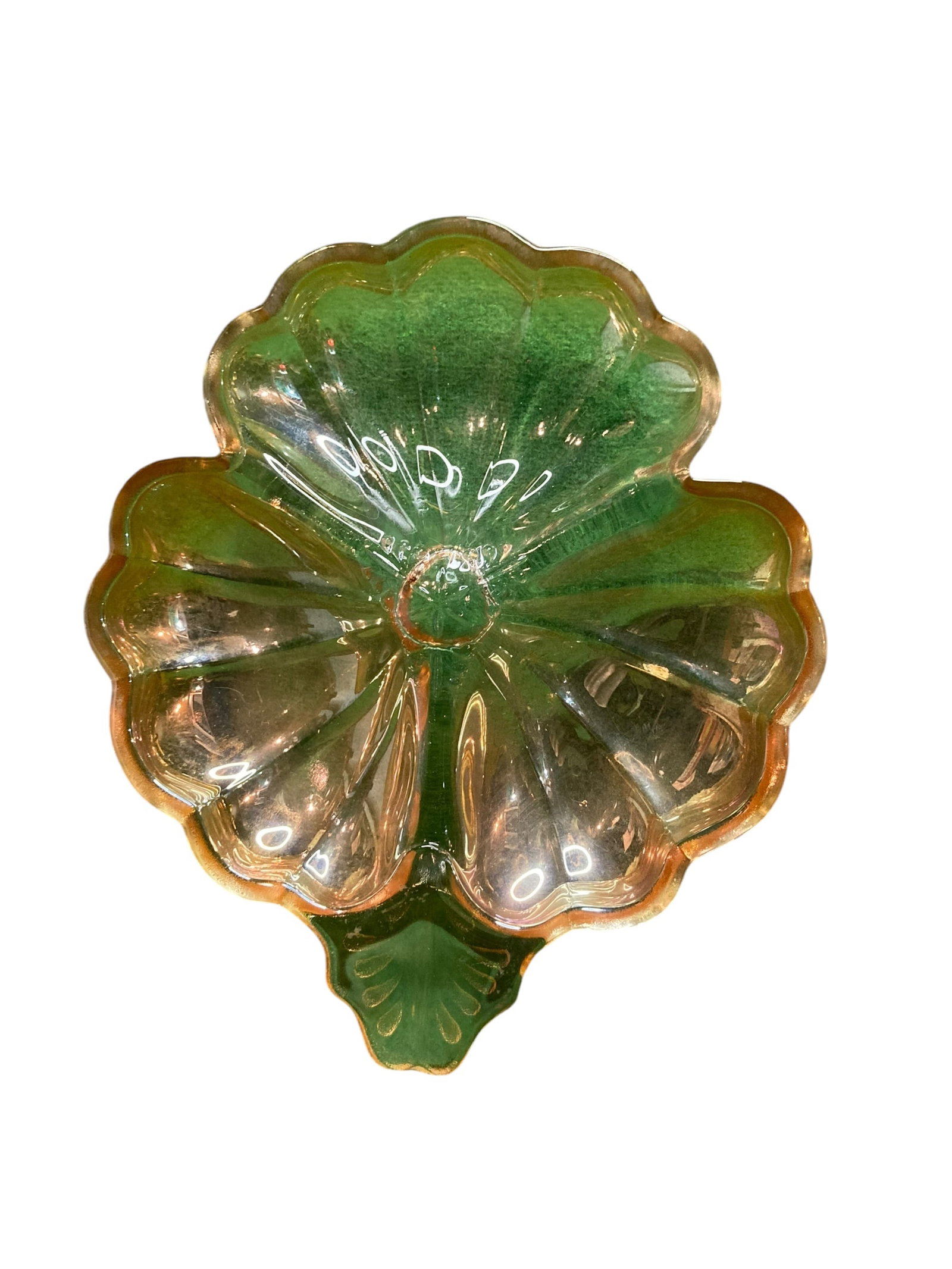 Vintage Carnival Glass 3-Section Clam Shell Divided Dish Marigold Jeanette (1 of 4)