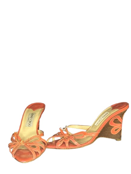 VINTAGE Y2K Jimmy Choo Coral Wedge Sandals SIZE 7 1/2 (1 of 1)