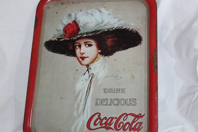 Vintage 70s Metal Coca-Cola Serving Tray Hamilton King Girl Portrait (1 of 2)