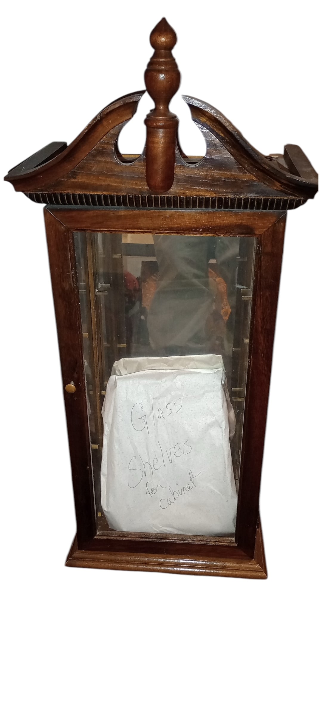 Antique Wall Mounted Wooden Curio Cabinet (1 of 3)