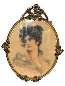 Louis XVI Giltwood Framed Oval Portrait