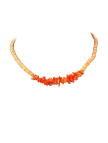 Red Coral Shell Beaded Necklace