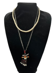 Shell Beaded Necklace + Beaded Dancer Drop Necklace