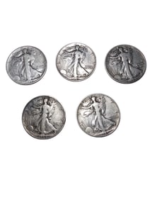 LOT OF 5 1940's Half Dollars