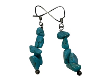 Turquoise Chip Bead Drop Earrings