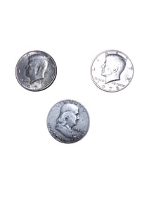 LOT (2) Kennedy Half Dollars + 1 1954 Franklin Half Dollar