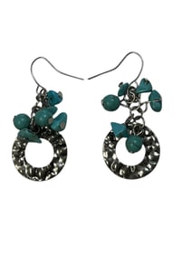 Hammered Metal Turquoise Drop Earrings