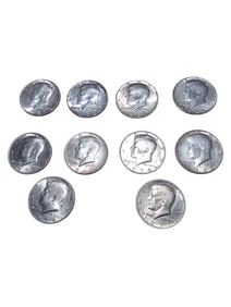 LOT OF 10 1966-1974 Kennedy Half Dollars