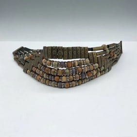 Brass, Bead and Leather Belt