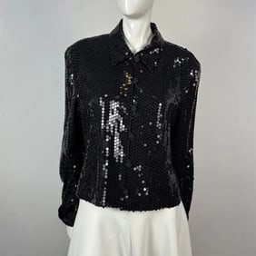 Dana Buchman Women's Sequined Black Evening Jacket, Sz. 8