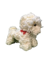 Antique Handmade White Yarn Poodle Mop Dog
