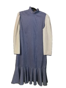 Navy Blue & White Polka Dot Mod Shift Dress, SIZE S-M