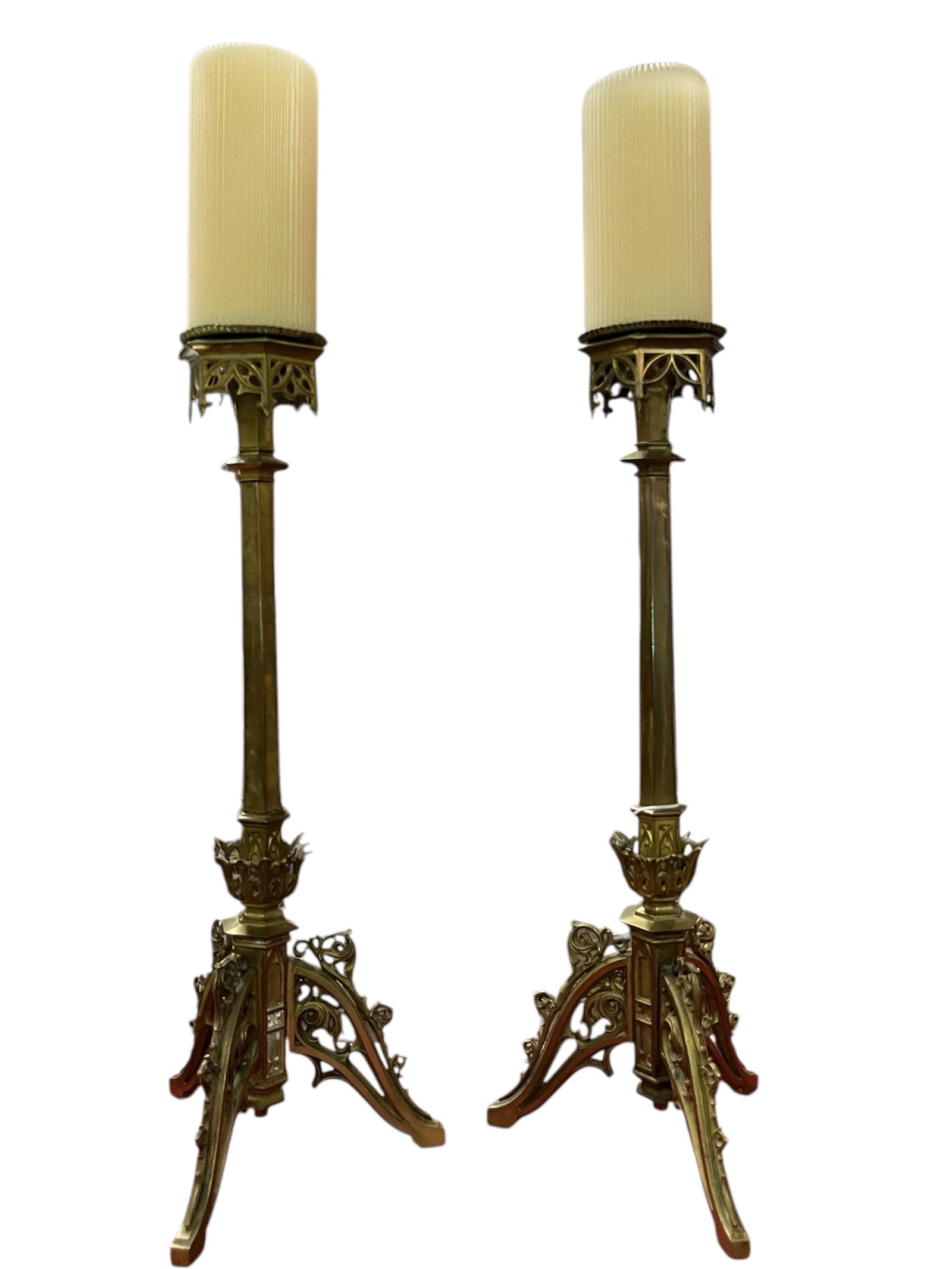 SET OF 2 Ornate French Gilt Brass Candleholders (1 of 5)